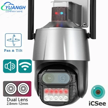 4MP ICSee Dual Lens, WIFI, Kaamera Väljas 8X Digital Zoom CCTV Turvalisus Kaitse Järelevalve Traadita IP Kaamera Veekindel - Pilt 1  