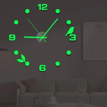 Uus Helendav Kella Suured Vaadata Horloge DIY 3D Akrüül Peegel Kleebised Kvarts Duvar Saat Klock Kaasaegne Mute Äratuskell - Pilt 1  