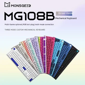 MONSGEEK MG108B Mehaaniline Klaviatuur Dünaamiline RGB PBT Kolm Režiimi Wireles Gaming Klaviatuuri Hot Swap Pc Gamer Tarvikud Mac Office - Pilt 2  