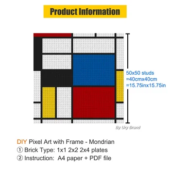 Pixel Art Retro Mondrian Stiilis Mosaiik DIY Pop Kodu Kuulus Dekoratiivse Värvimine Poolt Numbrid ehitusplokid KES Komplekt Loominguline Kingitus - Pilt 2  