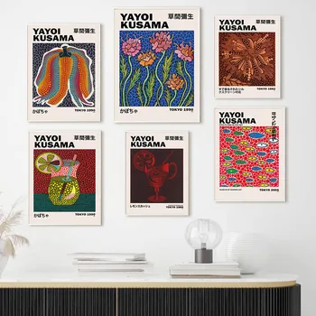 Yayoi Kusama Mahla Juua Kõrvits Galerii Seina Art Lõuend Maali Nordic Plakatid Ja Pildid Seina Pildid Elutuba Decor - Pilt 2  