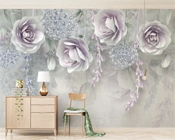beibehang 3d tapeet Kohandatud taustpildi seinamaaling lavendel lill 3d stereo leevendust lill tv taust seina de papel parede - Pilt 1  
