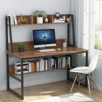 Arvuti laud, 47 tolline home office desk ruumi kokkuhoiu disain, mis on varustatud raamaturiiul ja ladustamine partitsiooni, arvuti laud - Pilt 1  