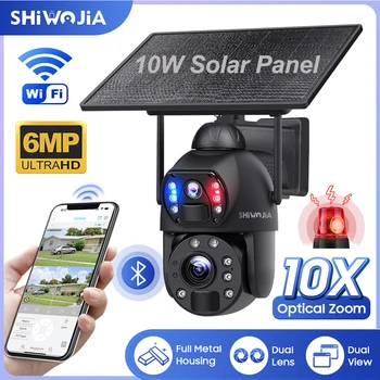 SHIWOJIA 6MP 4G Päikese Kaamera, WIFI, 10X Zoom, Dual Lens Solar Turvalisuse Aku Kaamera Väljas PIR Inimeste Jälgimise Audio Järelevalve - Pilt 1  