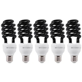 5X E27 40W UV Fluorestseeriv Blacklight CFL lambipirn Lamp, 220V Kuju:Spiraal Võimsus Pinge:220V 40W - Pilt 1  