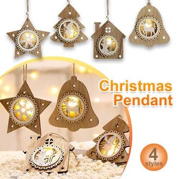 Jõulu Ornament, Puidust Cutout Ripats Creative Christmas Seina Riputamise Pool & Holiday Dekoratsioonid, Diy Uus Mood - Pilt 1  