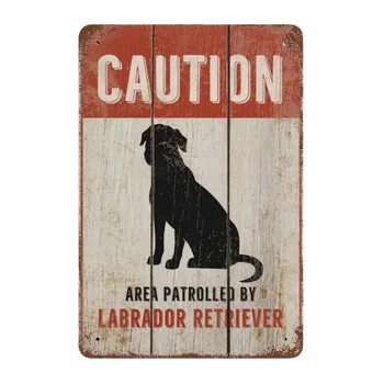 Ohutus Ettevaatust Märk Ettevaatust Ala Valvatakse poolt Labradori Retriiver Koera Märk, Metall, Alumiinium Märk Väljas - Pilt 1  