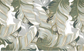 Kohandatud taustpildi Põhjamaade käsitsi maalitud troopiliste taimede lehed read Foto seinamaaling TV taust seinast, seinamaal 3d tapeet - Pilt 1  