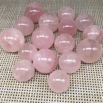Naturaalne roosa kvarts massaaž palli poleeritud mineraalid kivide ja kristallide tervendav kera kodu kaunistamiseks - Pilt 1  