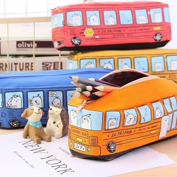 Loominguline Cartoon koolibuss Suure Mahutavusega Armas Pliiats Kotti Laste Kingitus Kontori koolitarbed Pencil Box Kirjatarvete - Pilt 1  